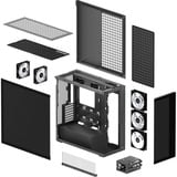 ARCTIC Xtender (Mirror Black) midi tower behuizing Zwart | 2x USB-A | 1x USB-C | RGB | Tempered Glass
