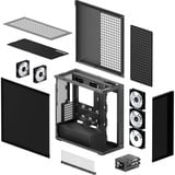 ARCTIC Xtender (Mirror Black) midi tower behuizing Zwart | 2x USB-A | 1x USB-C | RGB | Tempered Glass