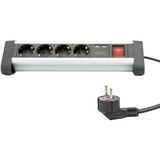 Digitus 4-voudige kantoorstekkerdoos met 2 USB-poorten Zilver/zwart