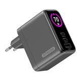 Sitecom 70W GaN Power Delivery oplader met led-scherm Zwart, 2x USB-C, 1x USB-A