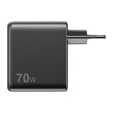 Sitecom 70W GaN Power Delivery oplader met led-scherm Zwart, 2x USB-C, 1x USB-A
