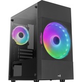 Aerocool Atomic Lite v1, Tower-behuizing Zwart | USB-A 2.0 | 2x USB-A 3.2 (5 Gbit/s) | 2x Audio | Window-kit