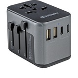 Verbatim Universele reisadapter UTA-03 reisstekker Zwart/zilver, 2x USB-A, 3x USB-C