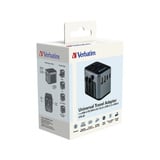 Verbatim Universele reisadapter UTA-03 reisstekker Zwart/zilver, 2x USB-A, 3x USB-C