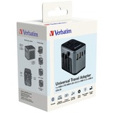 Verbatim Universele reisadapter UTA-03 reisstekker Zwart/zilver, 2x USB-A, 3x USB-C