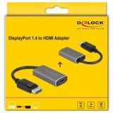 DeLOCK DisplayPort 1.4 > HDMI adapter Zwart/grijs, 0,2 meterr, 8K, HDR-functie
