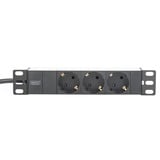 Digitus 1HE Aluminium stekkerdoos 3-voudig 10" 1U stekkerdoos Zwart/aluminium