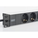 Digitus 1HE Aluminium stekkerdoos 3-voudig 10" 1U stekkerdoos Zwart/aluminium