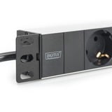 Digitus 1HE Aluminium stekkerdoos 3-voudig 10" 1U stekkerdoos Zwart/aluminium