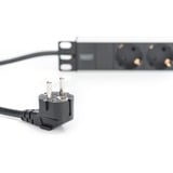 Digitus 1HE Aluminium stekkerdoos 3-voudig 10" 1U stekkerdoos Zwart/aluminium