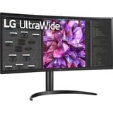 LG UltraWide 34WQ75C-B 34" curved monitor Zwart, 2x HDMI, DisplayPort, 4x USB-A, USB-B, USB-C, RJ-45