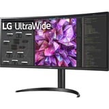 LG UltraWide 34WQ75C-B 34" curved monitor Zwart, 2x HDMI, DisplayPort, 4x USB-A, USB-B, USB-C, RJ-45