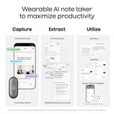 Plaud NotePin S dicteerapparaat Zilver, 64 GB, Bluetooth 5.2 / BLE (Bluetooth Low Energy) / Wi-Fi