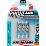Ansmann 800 mAh DECT oplaadbare batterij Zilver, 3x AAA (Micro)