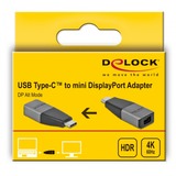 DeLOCK USB-C 3.1 Gen 1 (male) > mini DisplayPort 4K 60 Hz adapter Grijs/zwart