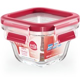 Emsa CLIP & CLOSE glazen vershoudcontainer doos Transparant/rood, 0,18 liter