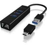 ICY BOX IB-HUB1419-LAN usb-hub Zwart, USB-A/ USB-C