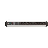 Brennenstuhl Premium-Protect-Line 8-voudige stekkerdoos Zwart/zilver, 8x stekker, Bulk