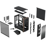 Fractal Design Summit Black TG midi tower behuizing Zwart/houtkleur | 2x USB-A | 1x USB-C | Tempered Glass