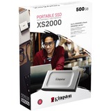 Kingston XS2000 Portable 500 GB externe SSD Zilver/zwart, SXS2000/500G, USB-C 3.2 (20 Gbit/s)