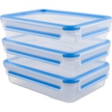 Emsa Clip & Close 3x vershoudbakje 1,2 L hoekig doos Transparant/blauw