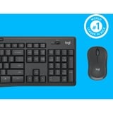Logitech MK295 Silent Wireless Keyboard and Mouse Combo, desktopset Donkergrijs, BE Lay-out