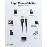 goobay Supersoft USB-C naar USB-A 2.0 kabel Zwart, 3 meter