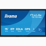 iiyama ProLite TE7515A-B1AG 74.5" 4K Ultra HD Public Display Zwart, Touch, HDMI, DisplayPort, USB-C, Audio, LAN, WiFi, iiWare 21E (Android 14 OS) met Google EDLA