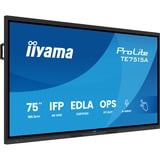 iiyama ProLite TE7515A-B1AG 74.5" 4K Ultra HD Public Display Zwart, Touch, HDMI, DisplayPort, USB-C, Audio, LAN, WiFi, iiWare 21E (Android 14 OS) met Google EDLA