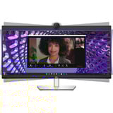 Dell P3424WEB 34.1" Curved UltraWide monitor Zilver/zwart, HDMI, DisplayPort, USB, Audio, Webcam