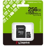 Kingston Canvas Select Plus 256 GB MicroSDXC geheugenkaart Zwart, UHS-I U1, Class 10, V10, Incl. SD Adapter