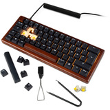 Sharkoon SKILLER SGK50 S4 Gen2 Wood PBT RGB mechanisch gaming toetsenbord Houtkleur, BE lay-out (AZERTY), Gateron G Pro 3.0 Yellow, 60%, Hot-swappable