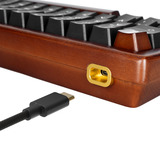 Sharkoon SKILLER SGK50 S4 Gen2 Wood PBT, gaming toetsenbord Houtkleur/zwart, BE Lay-out, Gateron G Pro 3.0 Yellow, RGB leds, Hot-swappable, 60%