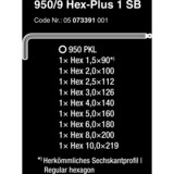 Wera 950/9 Hex-Plus 1 SB Stiftsleutelset, metrisch, verchroomd 9-delig