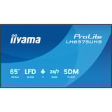 iiyama ProLite LH6575UHS-B2AG 64.5" 4K Ultra HD Public Display Zwart (mat), 3x HDMI | 1x DisplayPort | LAN | WiFi | 24/7