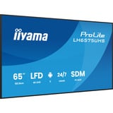 iiyama ProLite LH6575UHS-B2AG 64.5" 4K Ultra HD Public Display Zwart (mat), 3x HDMI | 1x DisplayPort | LAN | WiFi | 24/7