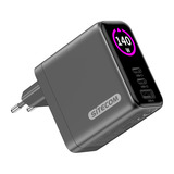 Sitecom 140W GaN Power Delivery Wall Charger with full color LED display Zwart