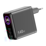 Sitecom 140W GaN Power Delivery Wall Charger with full color LED display oplader Zwart