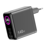 Sitecom 140W GaN Power Delivery oplader met led-scherm Zwart, 2x USB-C, 1x USB-A