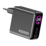 Sitecom 140W GaN Power Delivery oplader met led-scherm Zwart, 2x USB-C, 1x USB-A