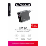Sitecom 140W GaN Power Delivery oplader met led-scherm Zwart, 2x USB-C, 1x USB-A