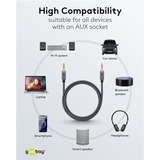 goobay Plus 3,5 mm stereo jack kabel Zwart/zilver, 2 meter