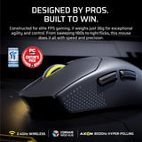 Corsair Corsair SABRE v2 PRO Ultralight Black gaming muis Zwart, 100 - 33.000 DPI, 2,4 GHz / USB 2.0