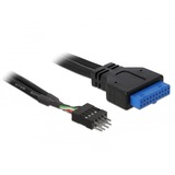 DeLOCK Interne 19-pin USB 3.2 header naar 8-pin USB 2.0 header adapterkabel Zwart, 0,6 meter