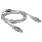 DeLOCK USB-A 2.0 naar USB-B-kabel Transparant, 2 m