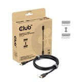 Club 3D Displayport 2.1 VESA DP54 gecertificeerde kabel male-male Zwart, 3 meter, 4K 240Hz, 8K 120Hz, 54Gbps