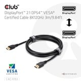 Club 3D Gecertificeerde DisplayPort 2.1 kabel Zwart, 3 meter, 8K