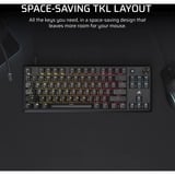 Corsair K70 CORE TKL RGB mechanisch gaming toetsenbord Zwart, BE lay-out (AZERTY), Corsair MLX Red v2, 80% (TKL), Hot-swappable