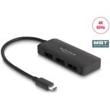 DeLOCK USB-C naar 3x DisplayPort Splitter MST Zwart, 0,15 meter