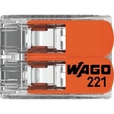 Wago Serie 221 COMPACT-verbindingsklemmen - 2x4 mm² Transparant/oranje, 100 stuks